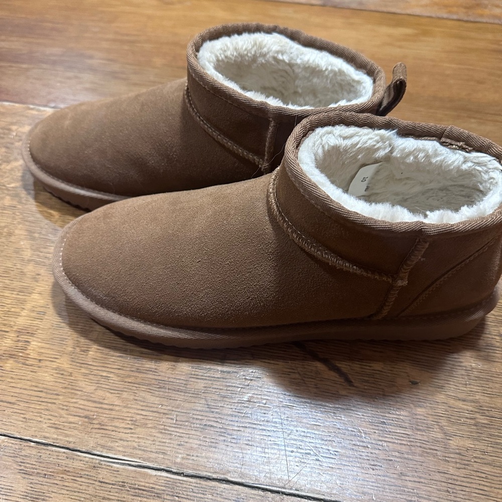 Cozy Faux-Suede Brown Ankle Booties with Plush Lining sz‎ 10 women’s - Picture 2 of 6